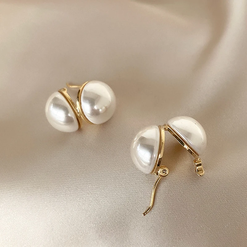 Женские серьги гвоздики с двумя круглыми жемчужинами|Серьги-гвоздики| |