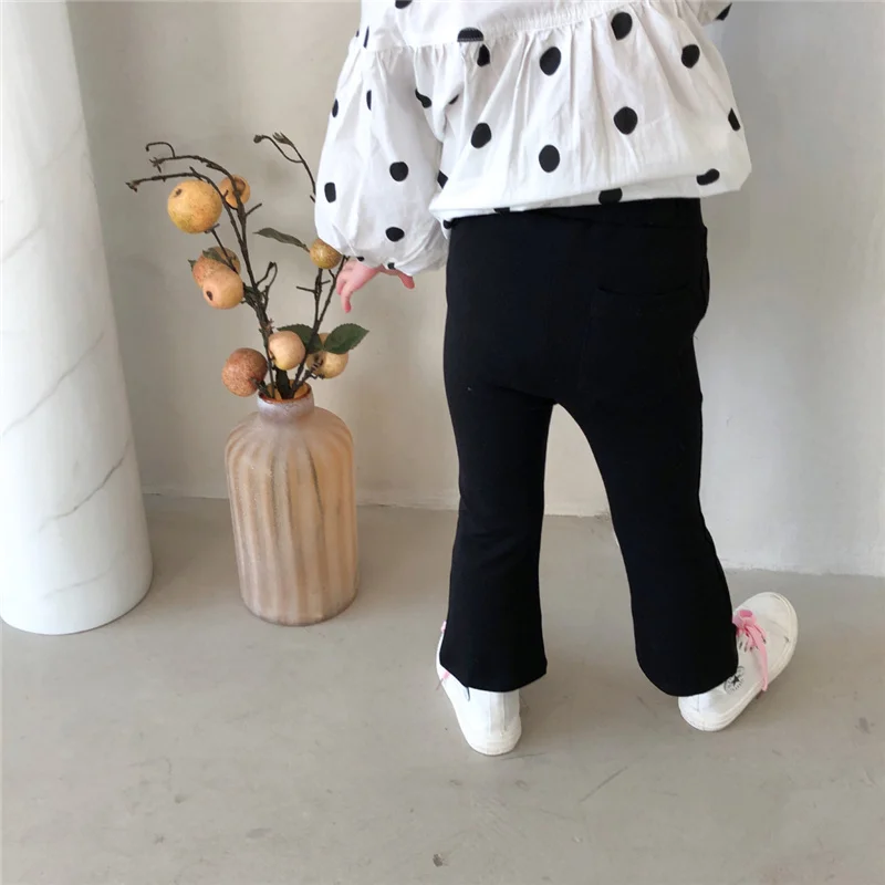 Весенние штаны для девочек из хлопка Разделение Брюки клеш 2021 Новые Детские