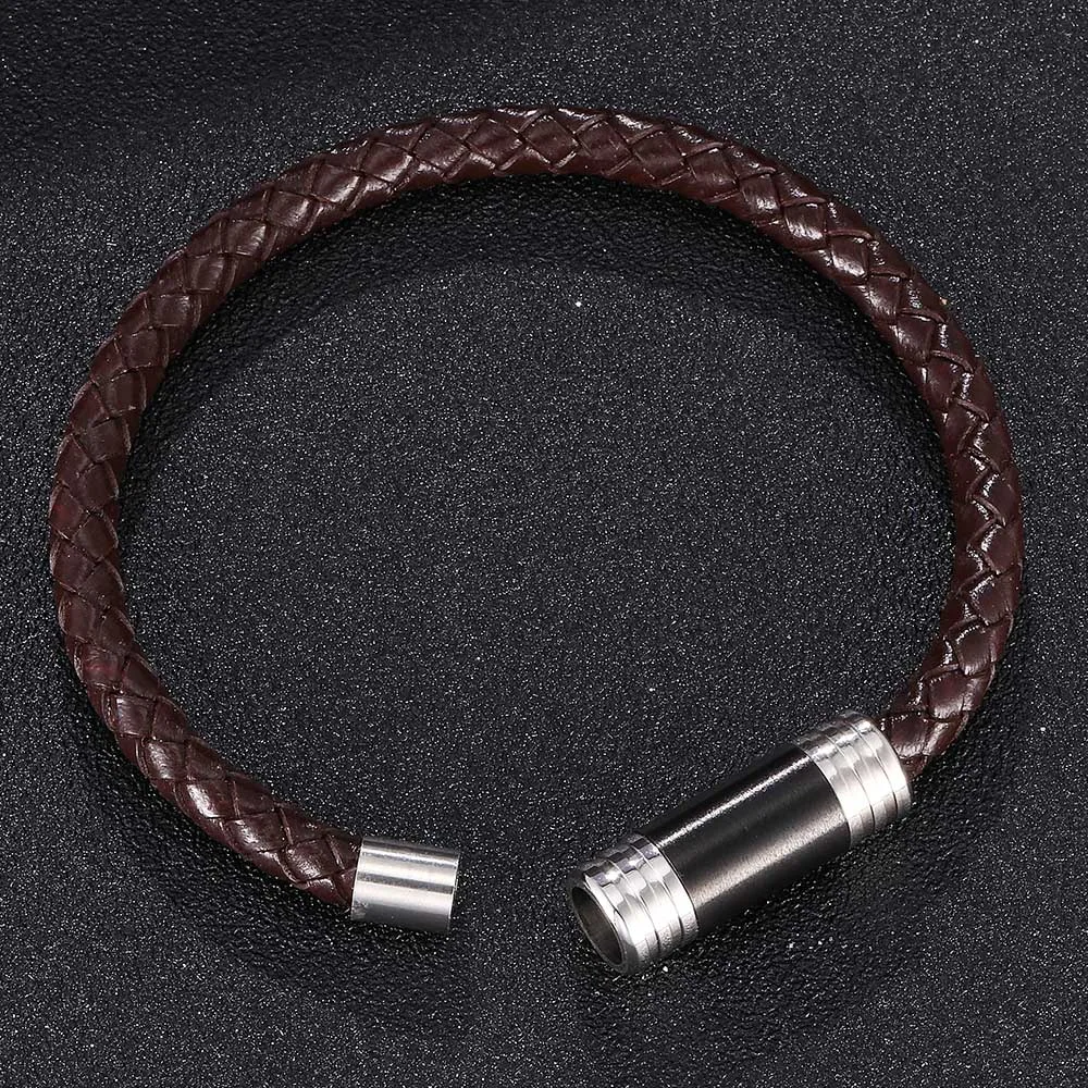 Модный черный коричневый плетеный кожаный Шарм мужской браслет женские