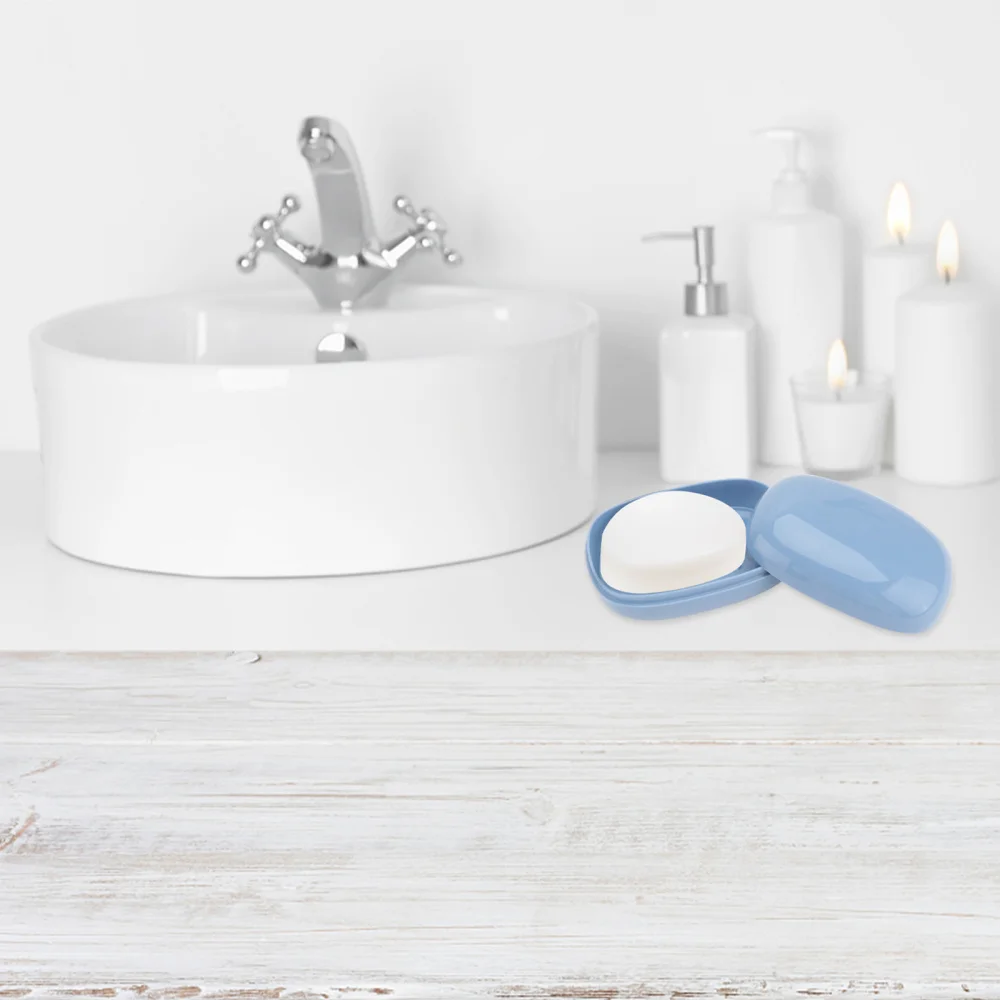 

2Pcs Stylish Soap Stand Bathroom Soap Drain Case for Home Blue