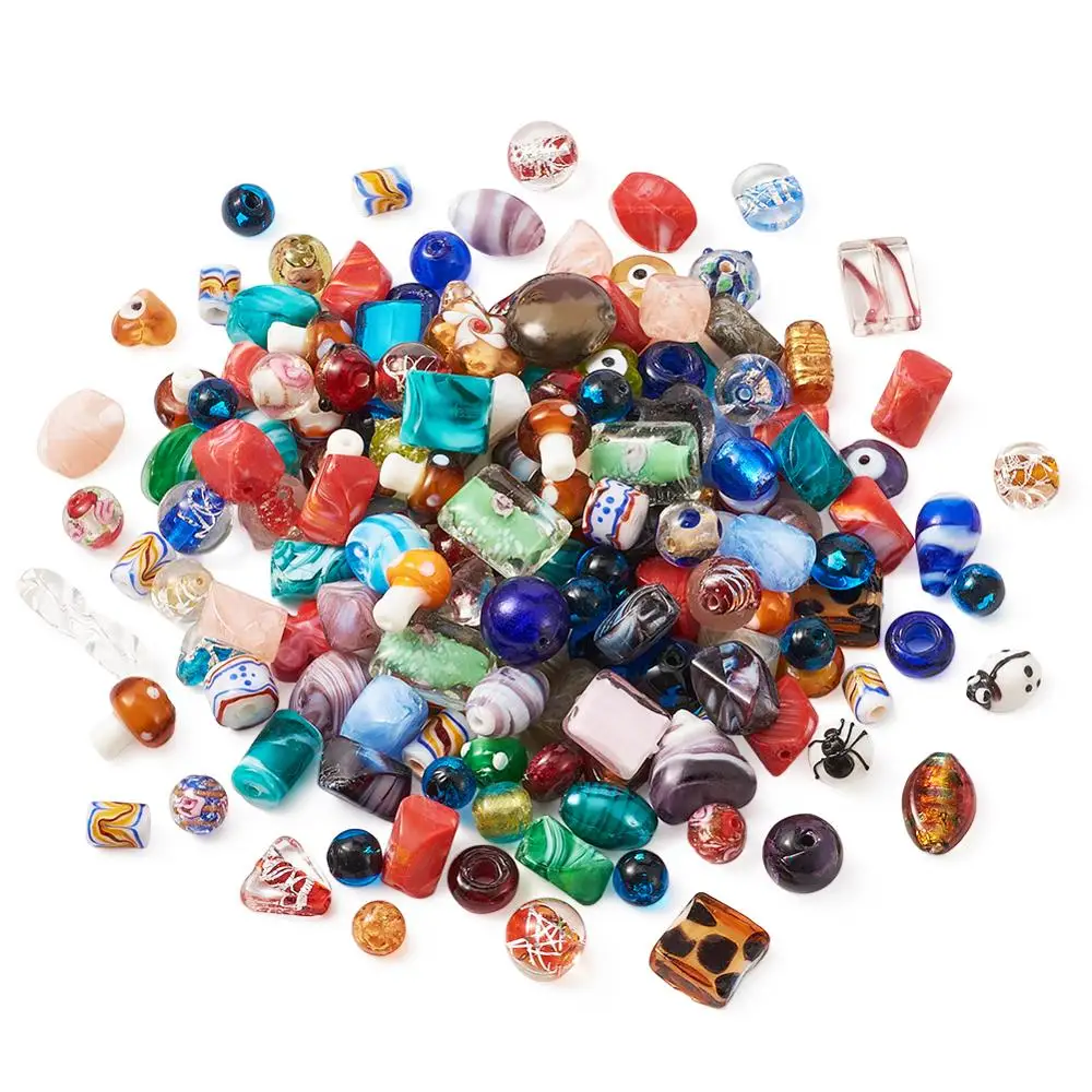 200 шт./корт. Разноцветные лампворк ручной работы бусины различные формы украшения