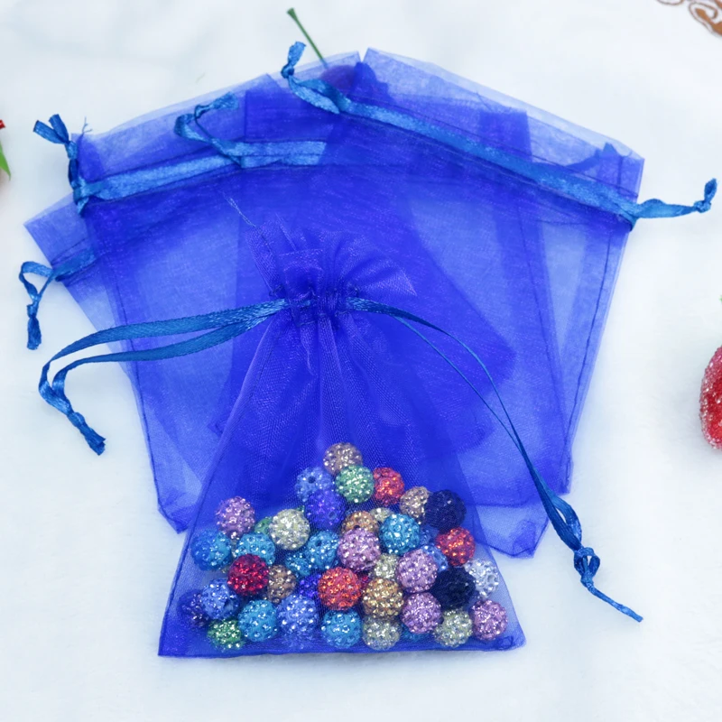 

500pcs Colorful Organza Jewelry Pouch 15X20CM Diy Drawstring Sheer Candy Bag Customize Logo Solid Large Jewelry Packaging Bags