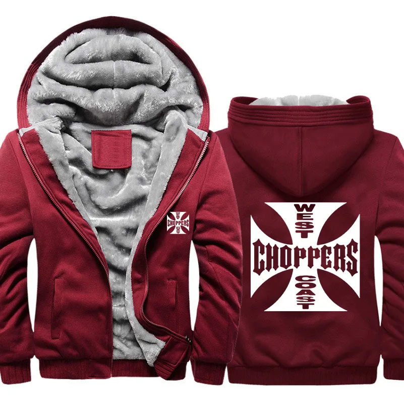 

West Coast Choppers Printed Hoodies Men Camouflage Sweatshirts Winter Warm Thicken Fleece Zipper Coat Jacket harajuku Hoody Male