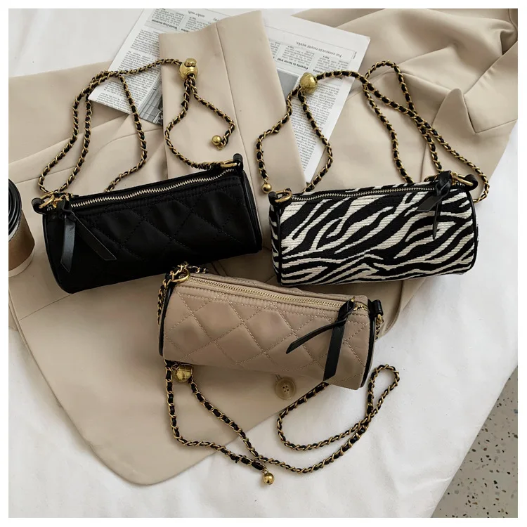 

Fashion Zebra-Stripe Cross-Body Bag, Women Pack, Cylinder Pocket Soft Spring Decorative Canvas Pack