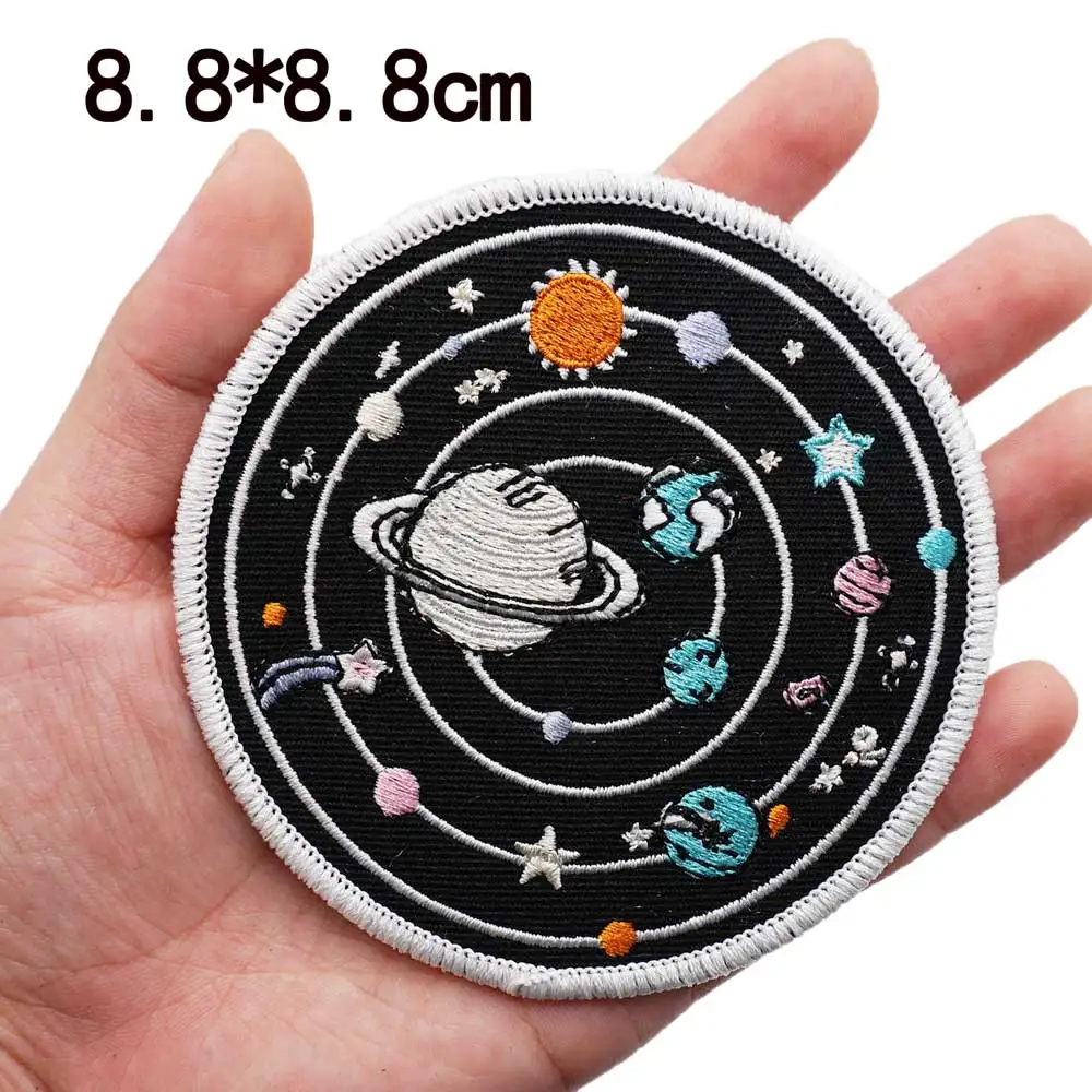 

OUTER SPACE Embroidery Patches For Clothing cap with hook backing