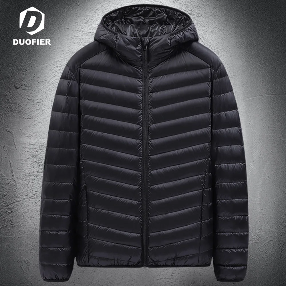 

Brand Autumn Men's Fashion Solid Jacket Ultra-thin Light Packable Comfortable Casual Hooded White Duck Down Jacket Men Slim Coat