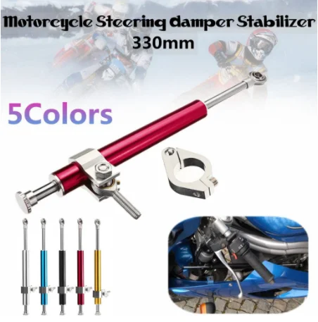 

Motorcycle Parts CNC Aluminum Alloy Handlebar 330mm Aluminum Steering Damper Motorcycle Universal Stabilizer Linear Multicolor