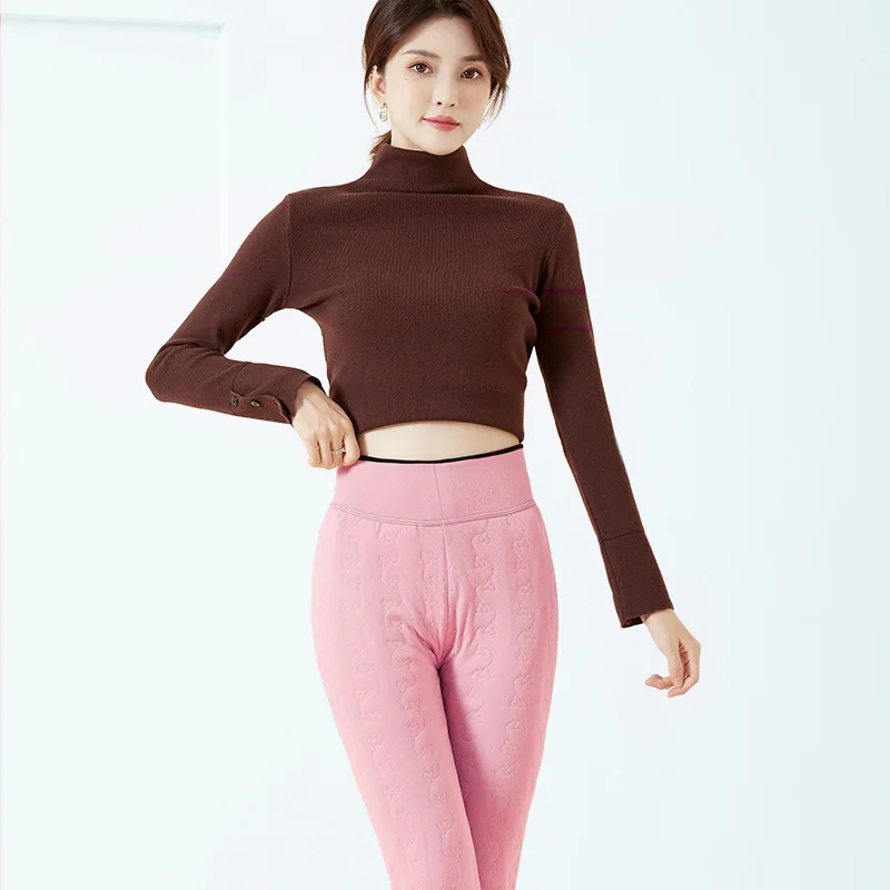 

Women New Autumn Winter Warm Cotton Pants Female Padded High Quilted Trousers Ladies Elastic Waist Thick Casual Trousers A216