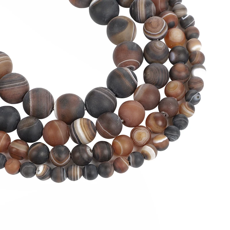Матовая матовая бусина из натурального камня коричневая полоса агат оникс