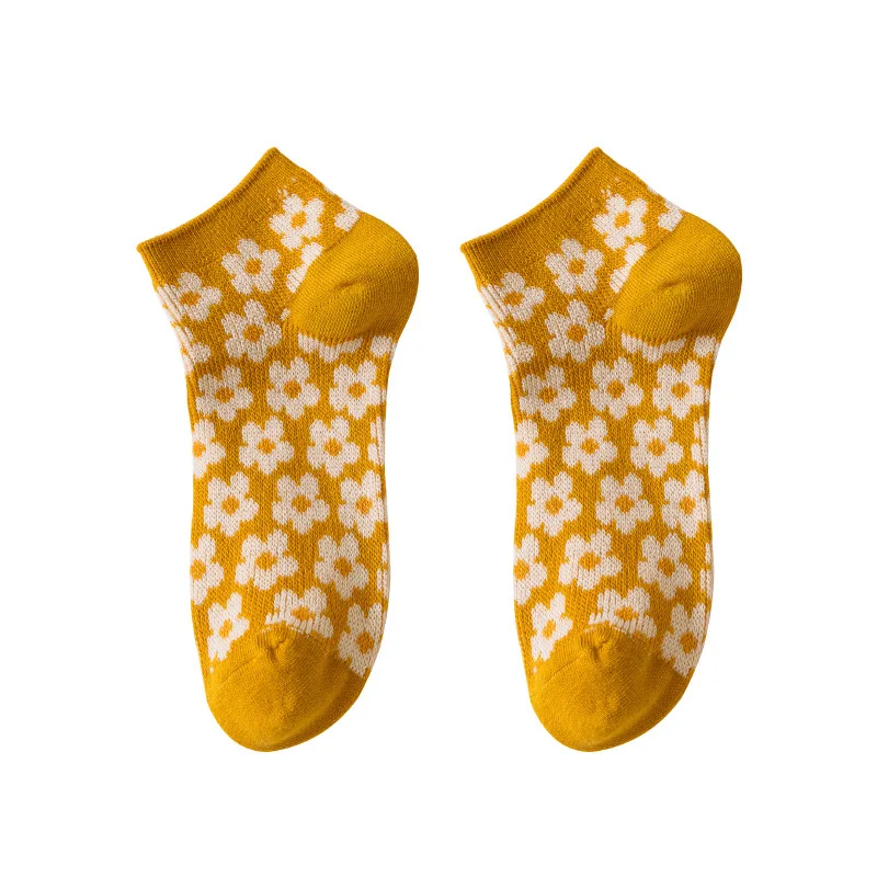

AOMU 3Pairs/Lot Vintage Spring Summer Colorful Flower Shallow Cotton Short Socks Japanese Harajuku Fashion Women Socks