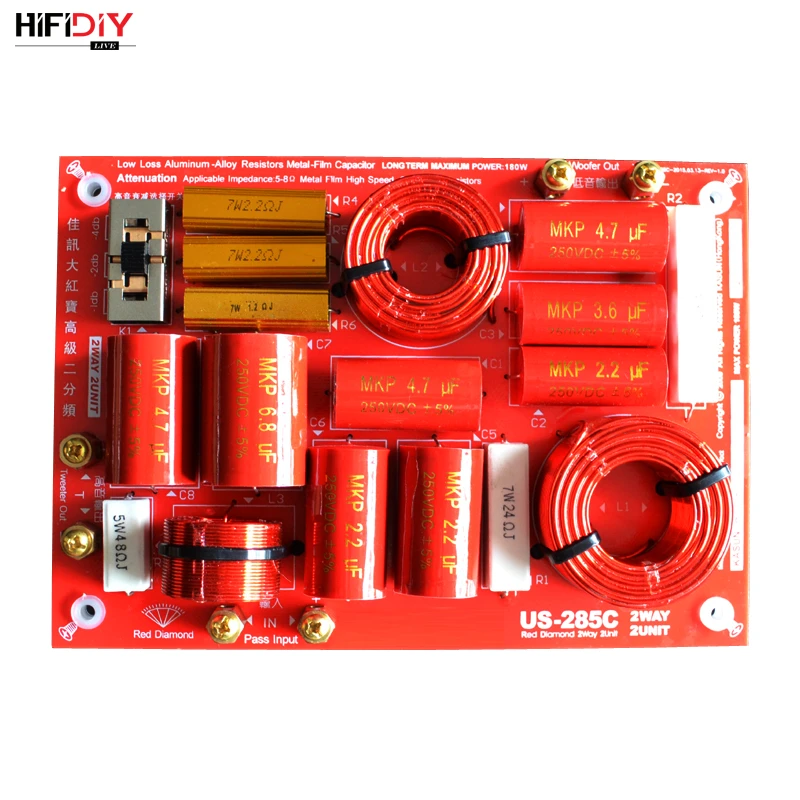 

HIFIDIY LIVE US-285C 2 Way 2 speaker( tweeter + bass ) Unit HiFi HOME Speakers audio Frequency Divider Crossover Filters