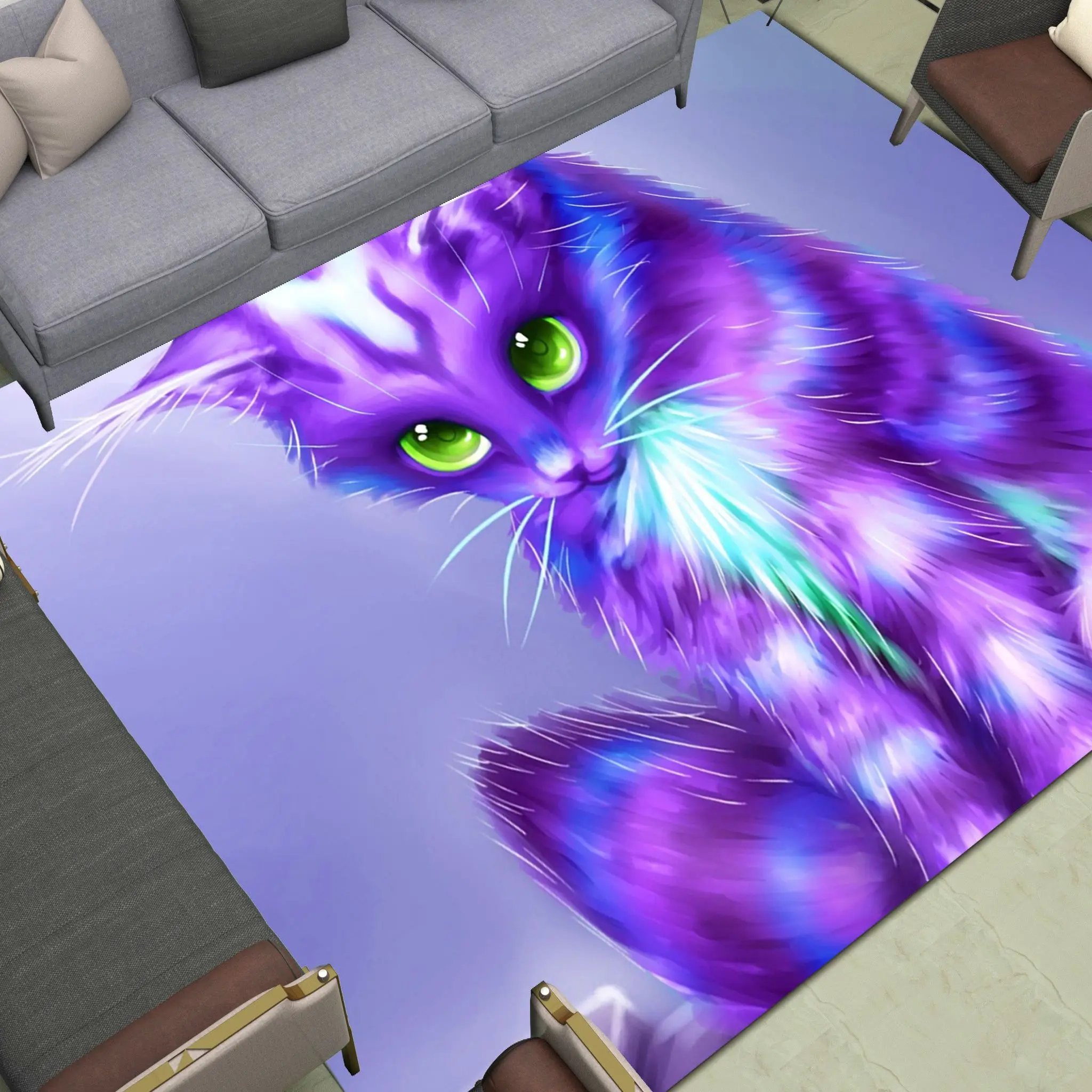 Мультяшные фиолетовые кошачьи коврики для дома гостиной спальни ванной коридора