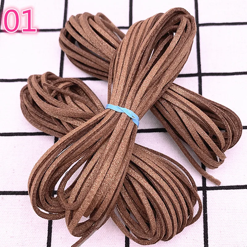 Плоский плетеный кожаный шнур из искусственной замши 3 мм 5 ярдов/партия