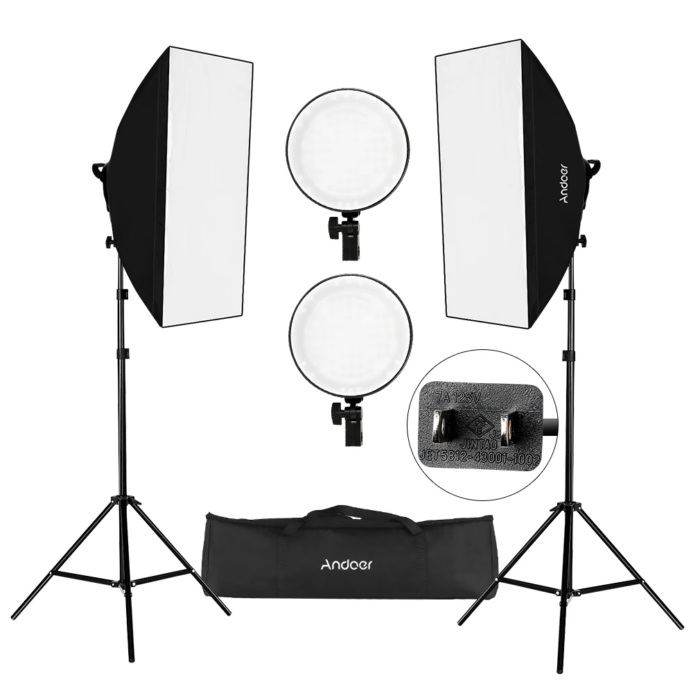 

Andoer Photography studio Light kits with 2700K-5500K 45W LED video Light for live show home studio outdoor shooting