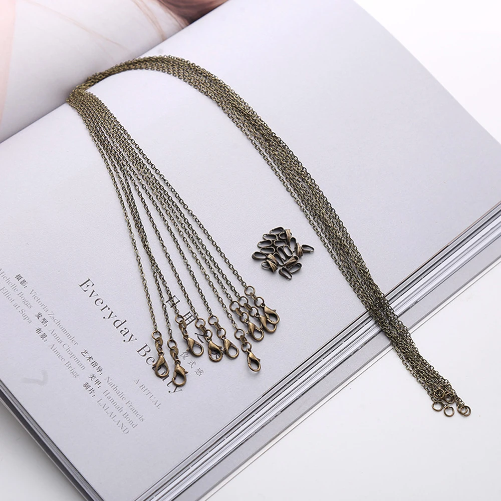 100 шт. женских серебряных/золотых/бронзовых о-образных ожерелий на 1,8 мм тонкой роло-цепи для изготовления ювелирных изделий с заводской ценой прямых продаж.