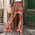 Женская длинная юбка в стиле бохо, асимметричная юбка макси с цветочным принтом, праздничные пляжные богемные юбки, лето 2021