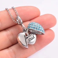 custom engraved angel wings heart urn pendant necklace stainless steel cremation for ashes crystal memorial jewelry dropship