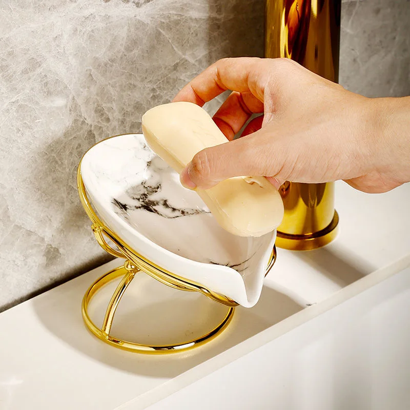 

Light Luxury Ceramics Leaf Shape Soap Box Bathroom Soap Holder Dish Storage Plate Tray Bathroom Shower Supplies Bathroom Rack