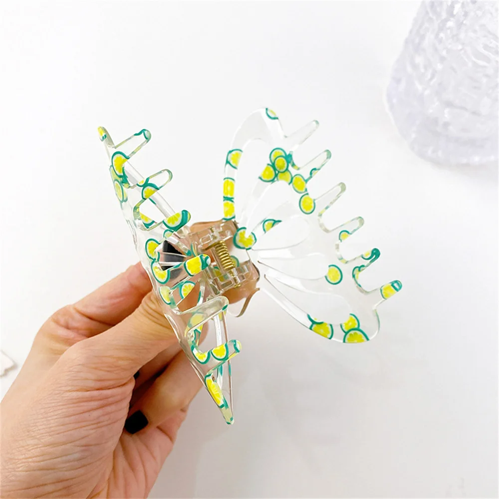 

New Clear Acrylic Fruit Hair Claws Large Candy Transparent Clips Women Girls Ponytail Holder Headwear Hairpin Styling Accessorie