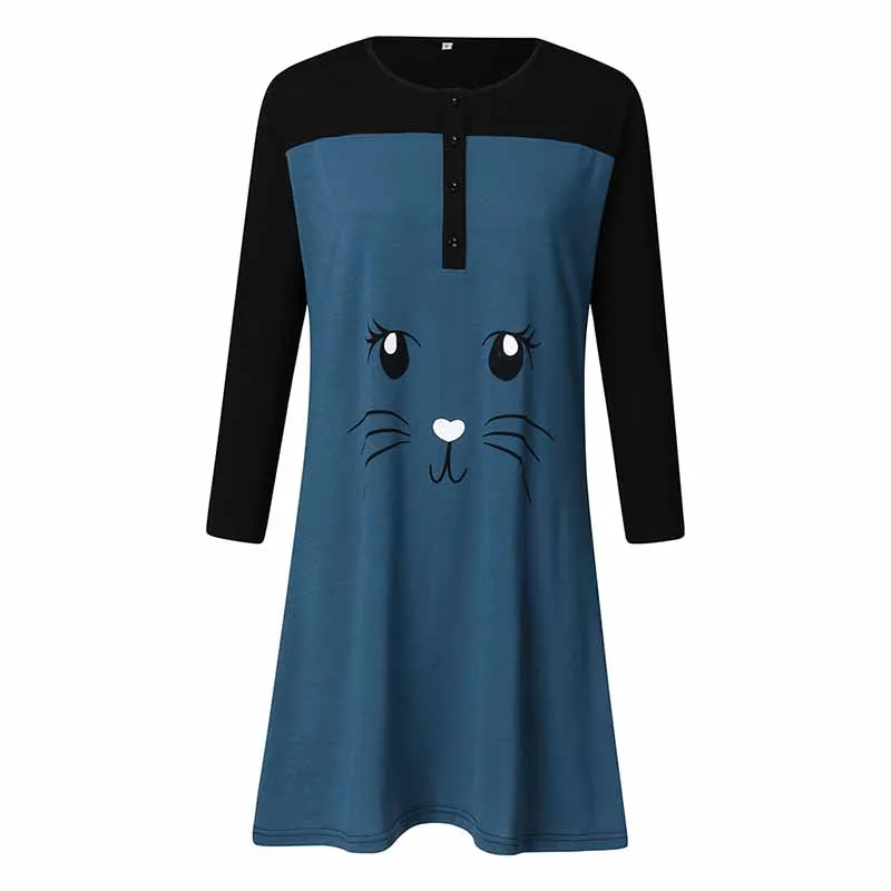 Модные осенние ночные рубашки с принтом милых котов и панды пижамы для