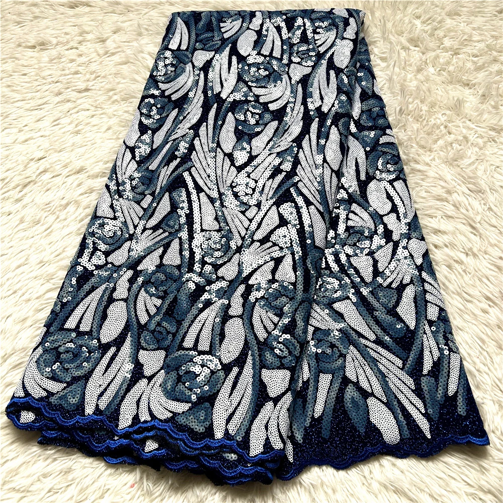

High quality net laces sequins embroidery gauze fabrics 2022 flower design tulle laces for sewing dress Africa laces fabrics