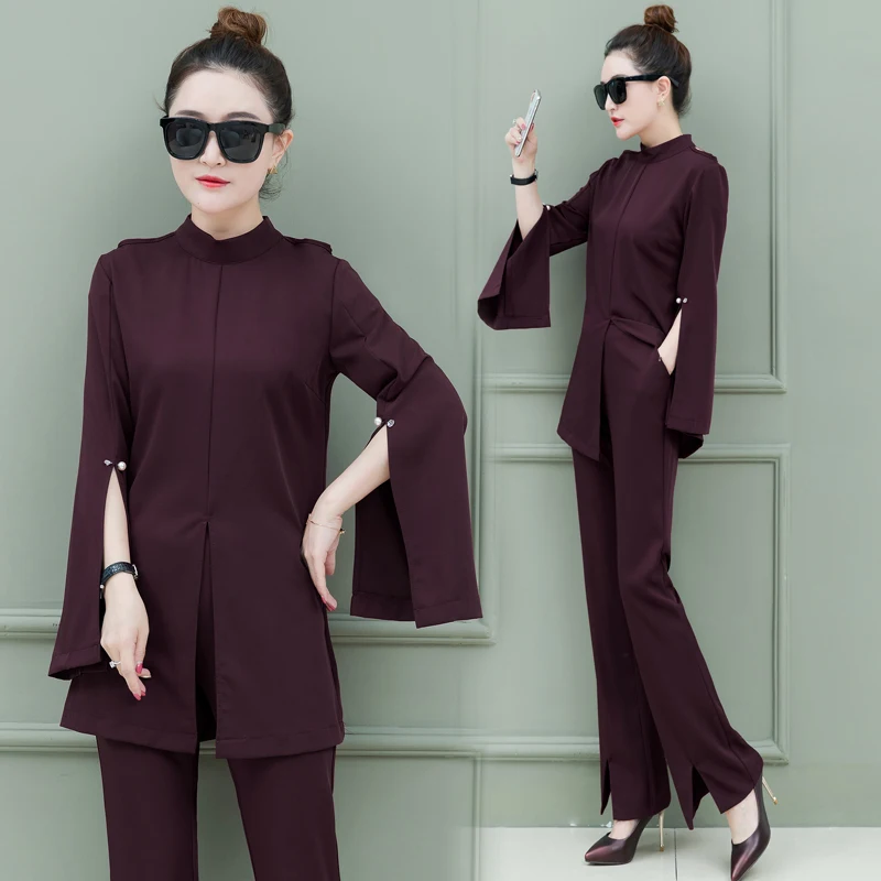 Elegaant женский костюм из двух предметов водолазка с длинными рукавами + широкие