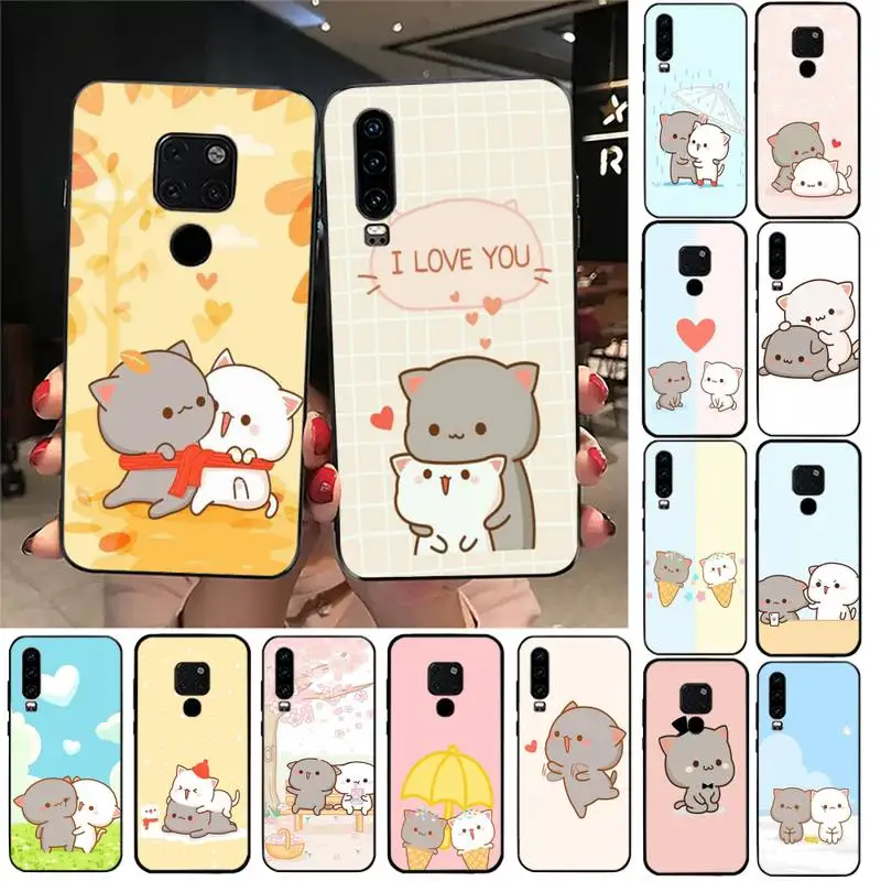

Peach Mochi Cat Cartoon Phone Case For Huawei Y6 7prime 9prime Y5 2019 Y5 Y6Prime 2018 Nova 3E mate10 20lite 20Pro funda case