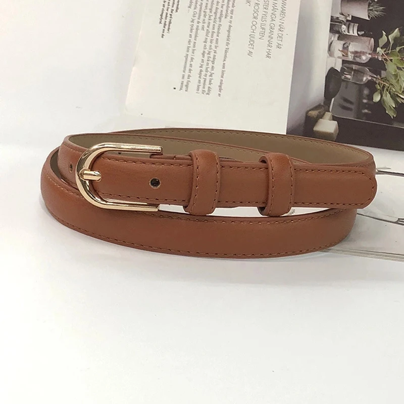 

2020 new women belt five candy color fashion dress casual wear adjustable imitation leather belts gold metal buckle pin