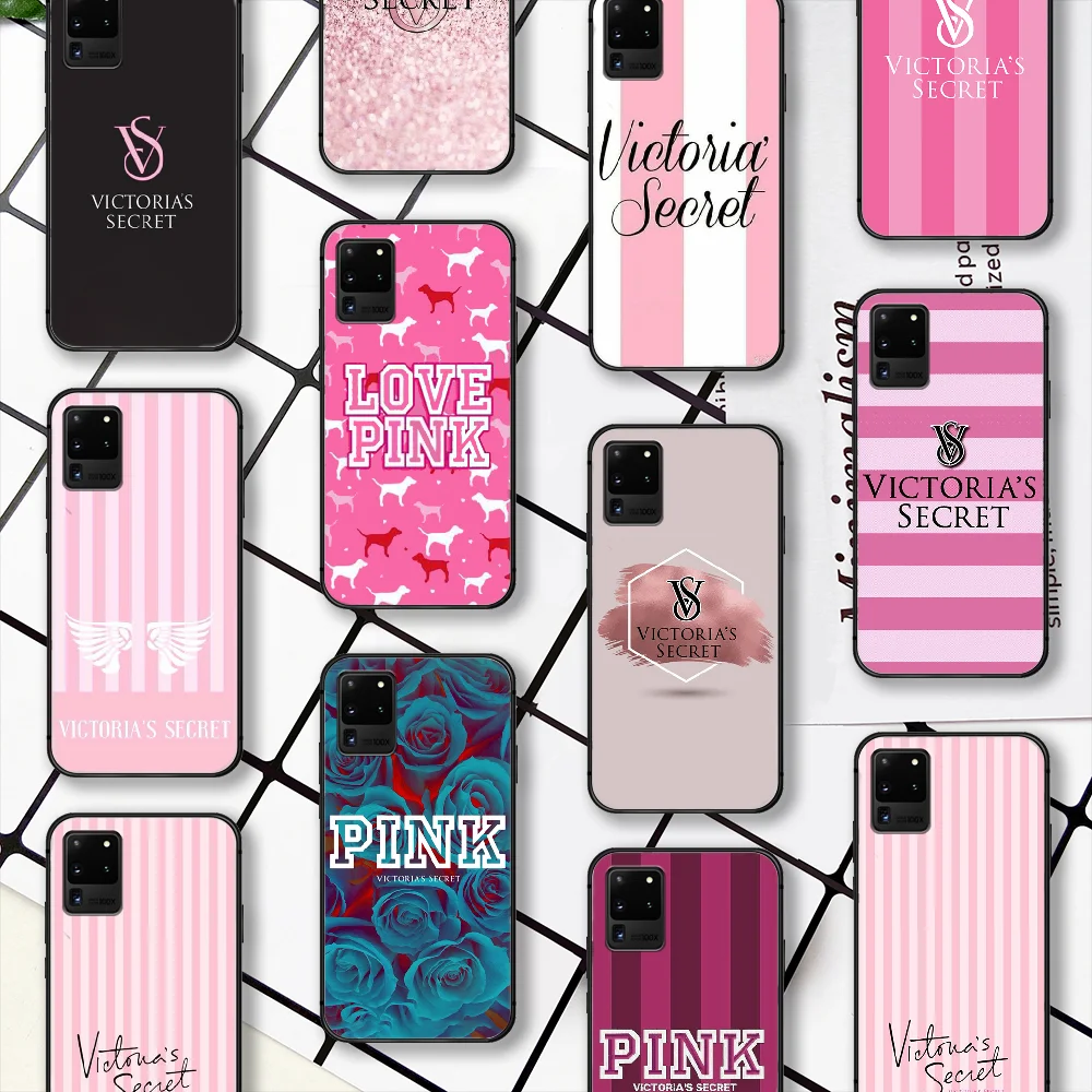 

Fashion Love Pink Victoriaes Phone Case For Samsung Galaxy Note S 8 9 10 20 Plus E Lite Uitra black Cell Soft Waterproof 3D