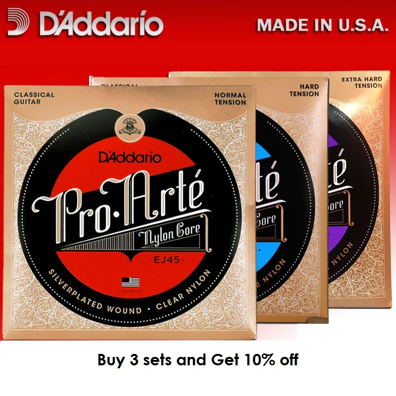 Набор классических гитарных струн D'addario Pro Arte из нейлона нормальное/жесткое