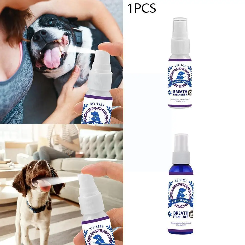 

30/60ml Mouthwash Spray Pet Teeth Breath Cleaning Freshener Cats Care Mouth Care Dog Pet Spray Cleaner Q2b9
