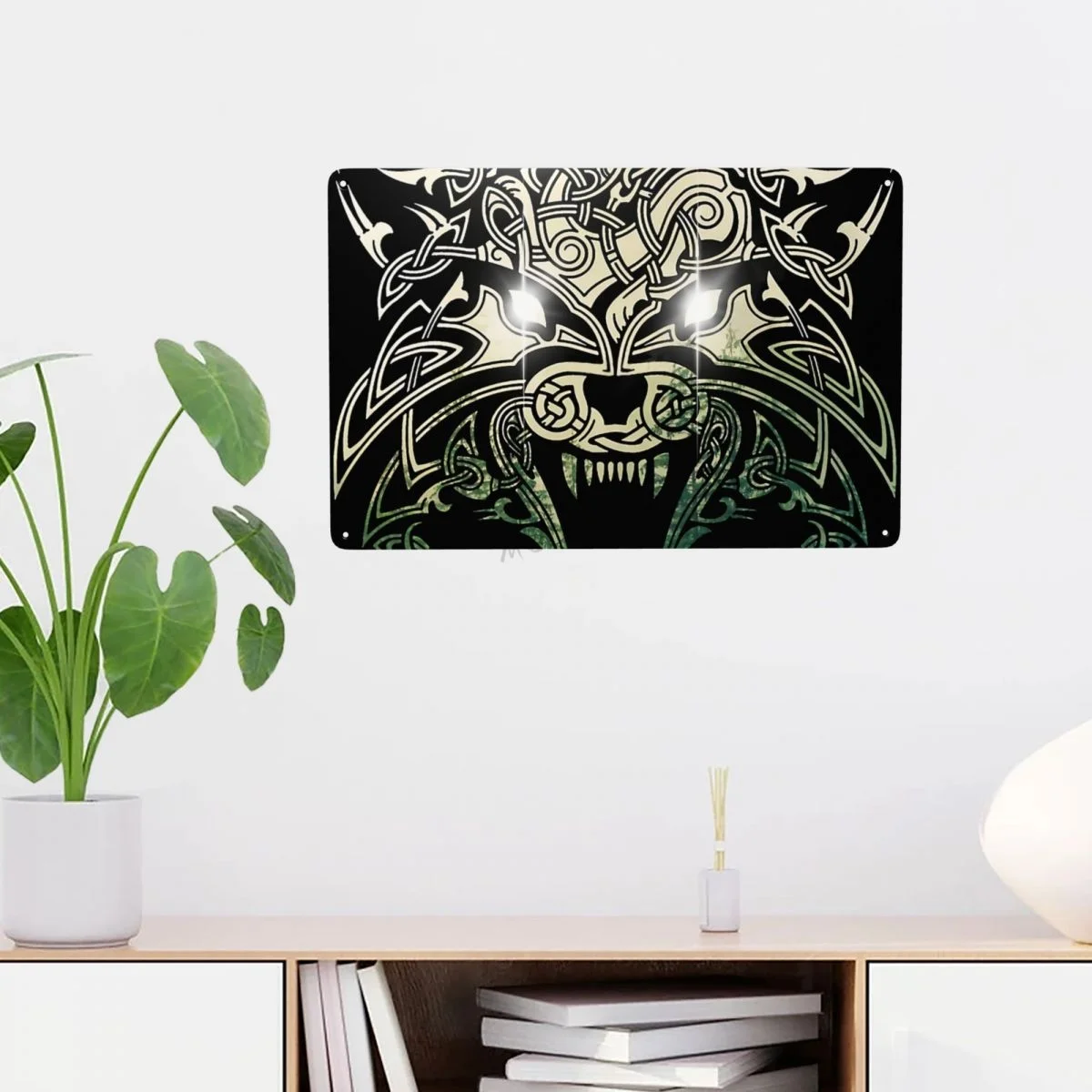 

Norse Mythology Vikings Metal Tin Signs Fenrir Wolf Nature Vintage Iron Painting Plate Garage Room Home Decor Wall Arts