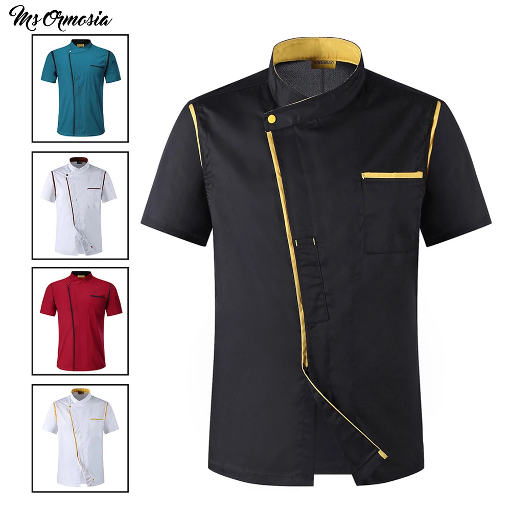 Униформа шеф-повара с красной едой рубашка коротким рукавом куртка для женщин и