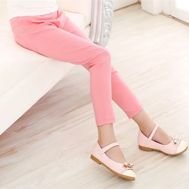 Девушки Твердые Цвет брюки 2021 новая весенне Осенняя мода детская одежда ярких