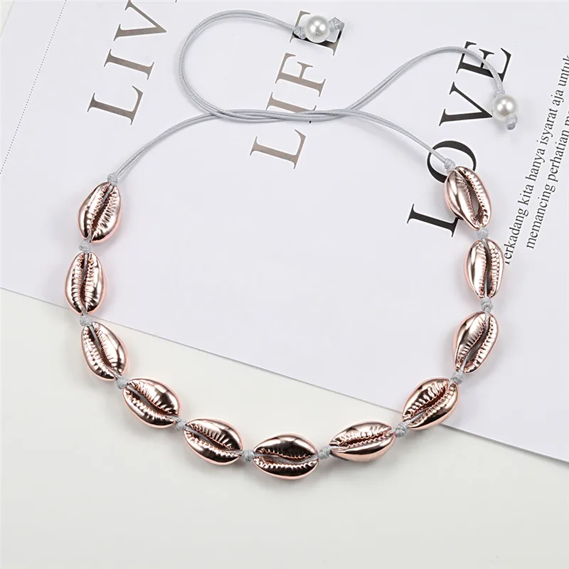 Женское модное ожерелье черный ремень натуральная ракушка колье воротник s Shell