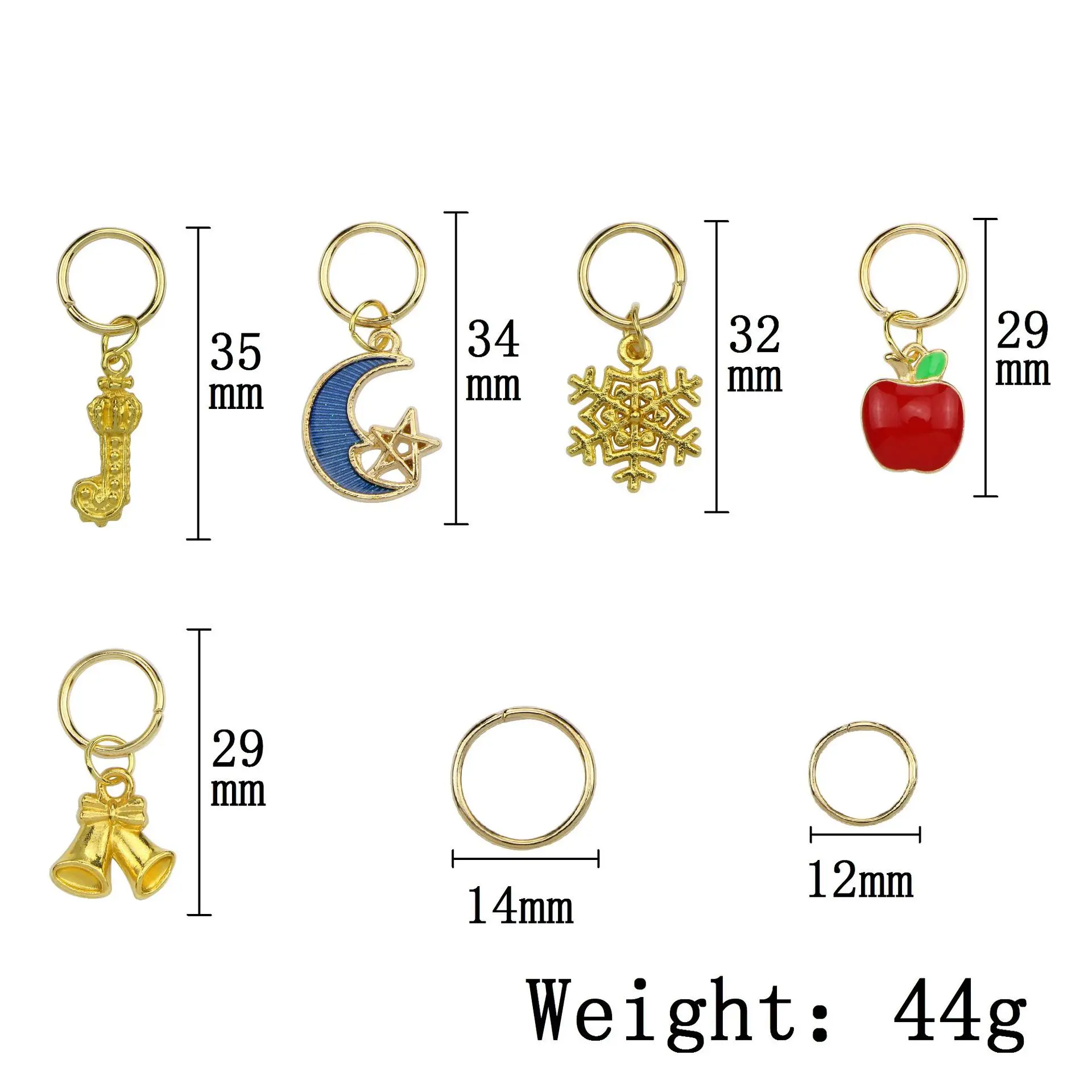 50 штук пакет Золотое рождественское яблоко кольцо для волос коса дреды из бисера