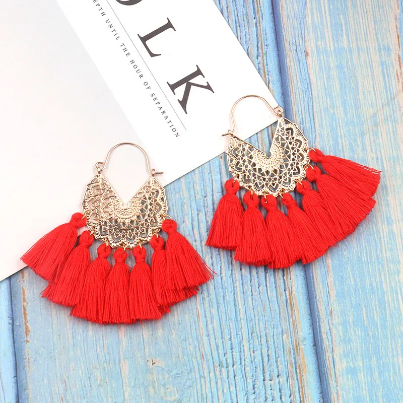 

Bohemia Korean Big Tassel Earrings for Women Geometric Statement Earring Jewelry Gift Orecchini Pendientes Mujer Weekend Party