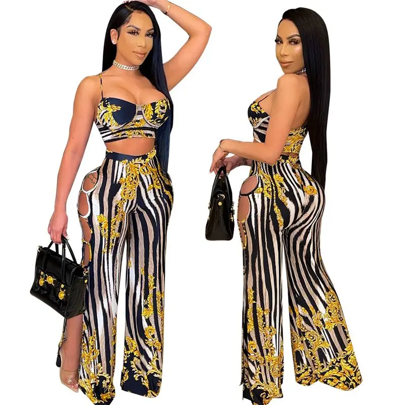 

Женский комплект из двух предметов, соблазнительный корсет на бретельках с принтом и прямые брюки, Клубная одежда, уличная одежда Y2k, весна-л...