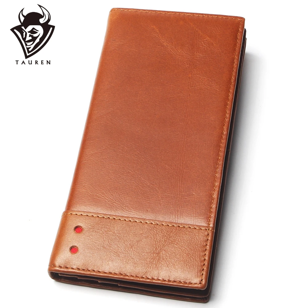 Мужской кошелек из натуральной воловьей кожи длинный винтажный с отделениями