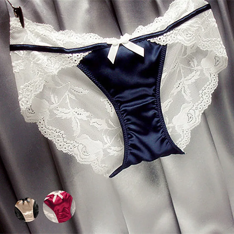 Sexy panties women's temptation princess satin fabric low-waist cutout black and white lace t briefs | Женская одежда