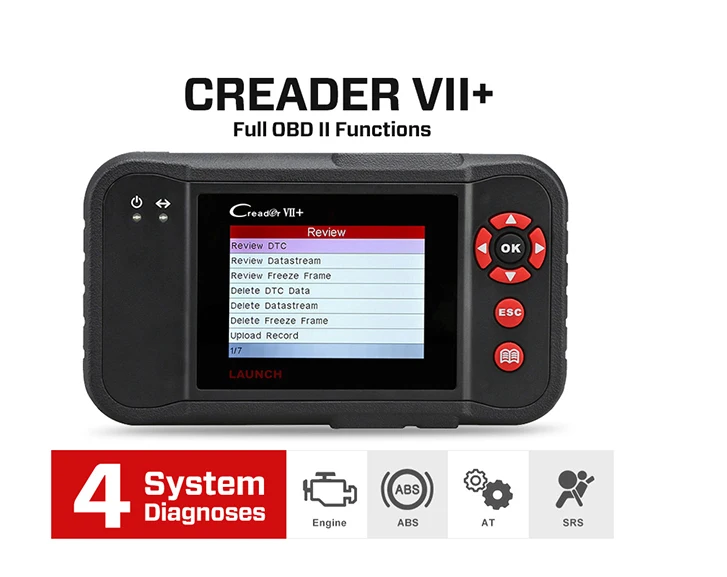 

Launch Creader VII Plus OBD2 Car Scanner Engine AT ABS Airbag Diagnostic Tool Automotive Scan Code Reader
