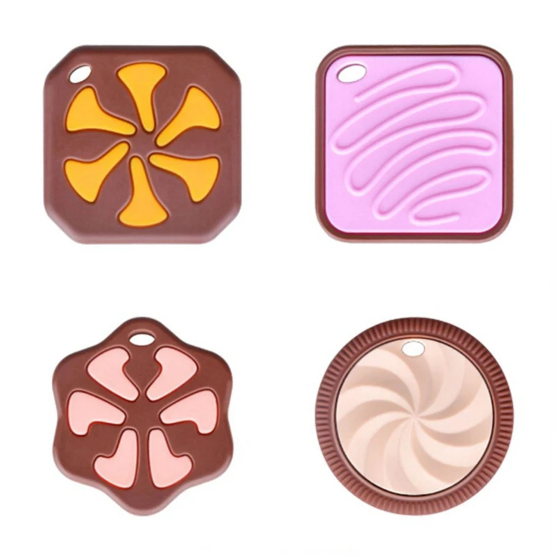 

Biscuits Baby Teether Chew Toy Silicone Cookie Teethers for Teeth DIY Baby Teething Necklace Silicone Pendant Latex Free Flower
