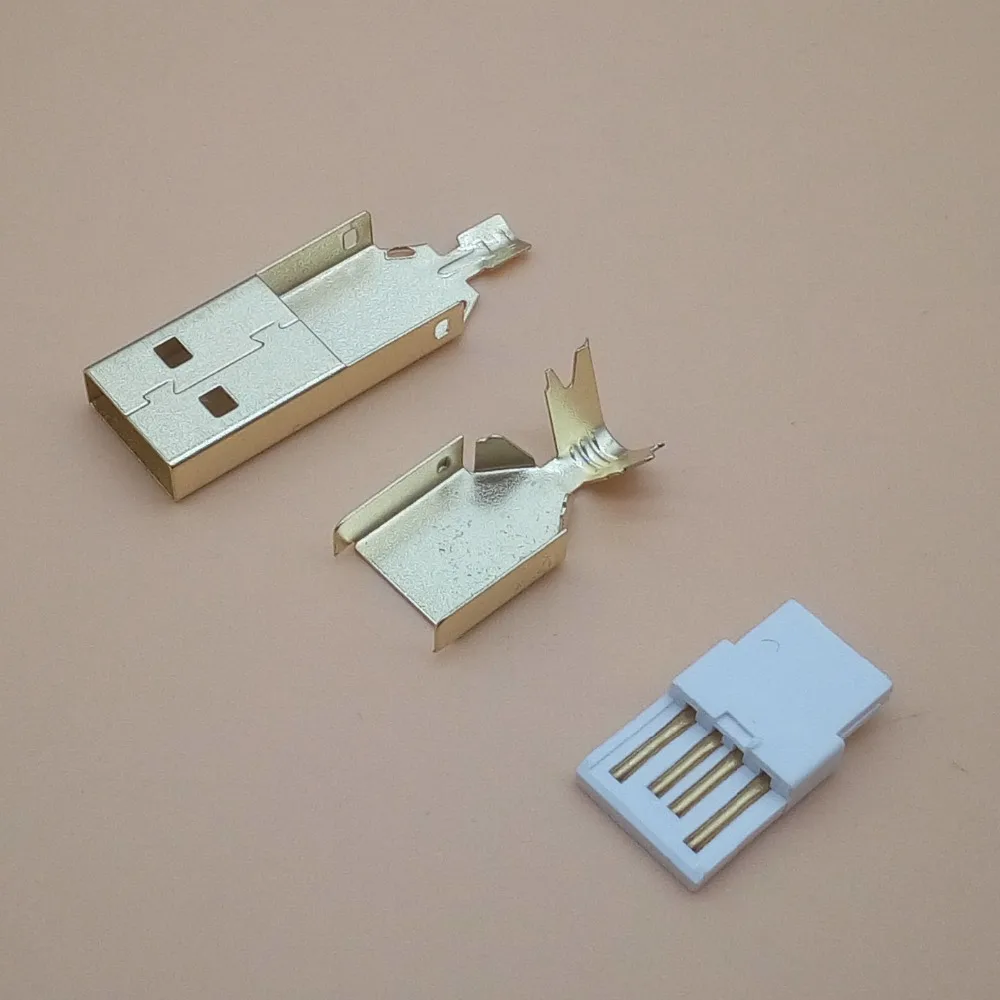 50 компл. Позолоченный USB 3 в 1 DIY штекер гнездо типа А пайки провода 2 0 usb