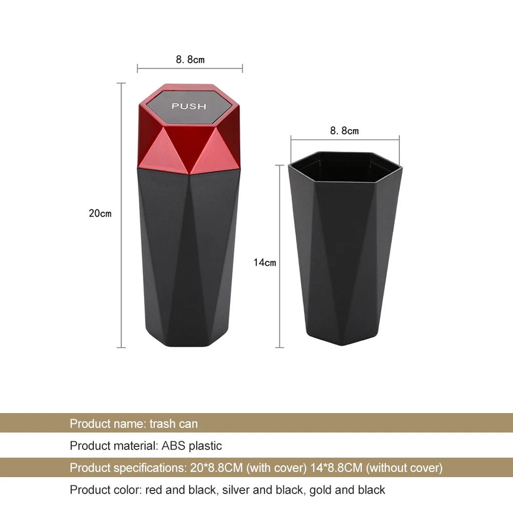 

Car Trash Can Auto Organizer Storage Bag Car Garbage Bin Ashtray Dust Case Holder Auto Accessories Red Gold Silver