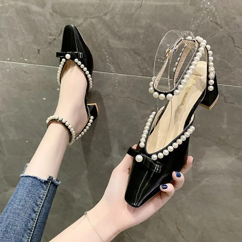 

Fashion Womens Shoes 2021 Closed Toe Sandals Strappy Heels Suit Female Beige Med Luxury Summer Lace Up New Clear Girls High Bla