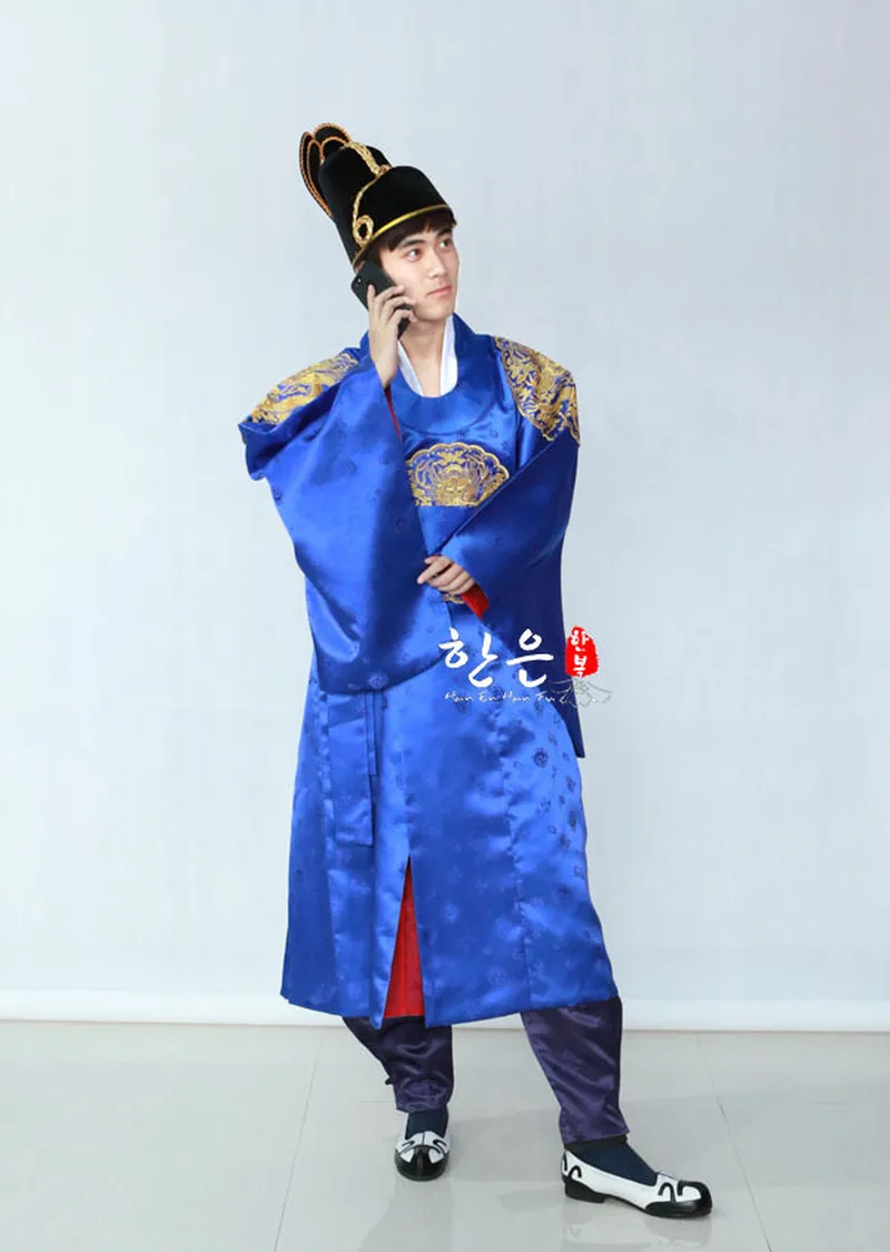 Импортный корейский древний костюм King/атласная одежда King/Одежда для фотостудии |