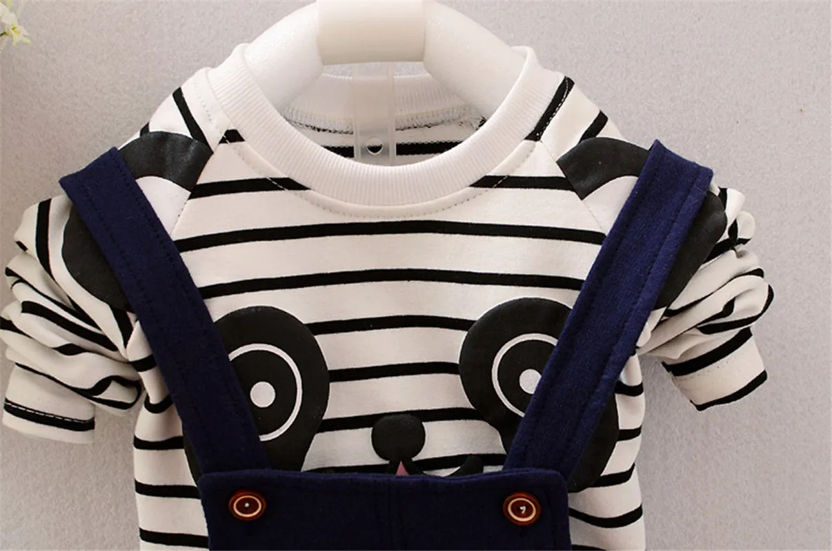 Autumn Winter Toddler Kids Baby Boys Girls Warm Clothing Sets Long Sleeve Panda Print Tops+Pants Overalls Boy Girl Suits Outfits | Детская