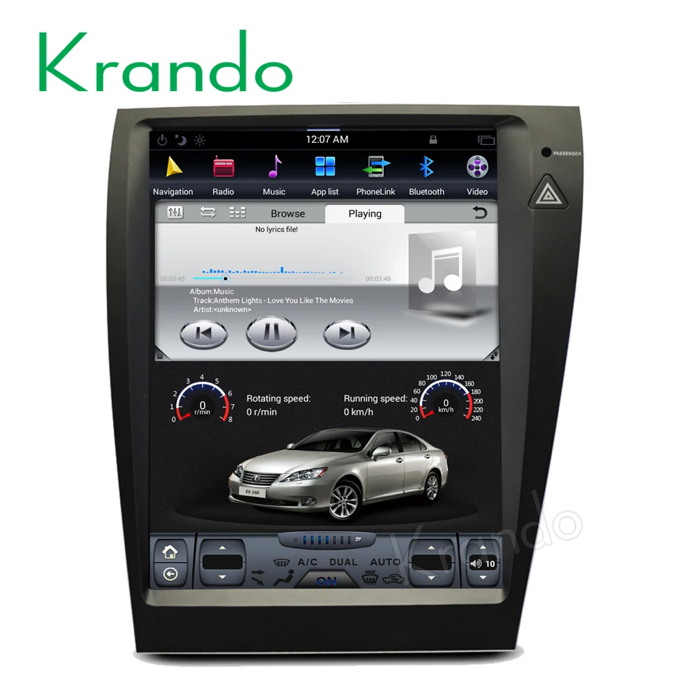 

Krando Android 9.0 RAM 12.1" Tesla Style Vertical Screen Car Radio Audio for Lexus ES240 ES250 ES300 ES350 2005-2011 Multimedia