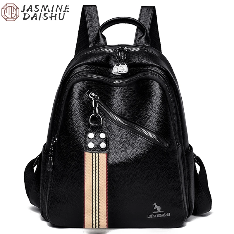 

2021 Women High Quality PU Leather Backpack Ladies Luxury Designer Large Capacity Casual Simple Backpack Sac A Dos Girl Mochilas