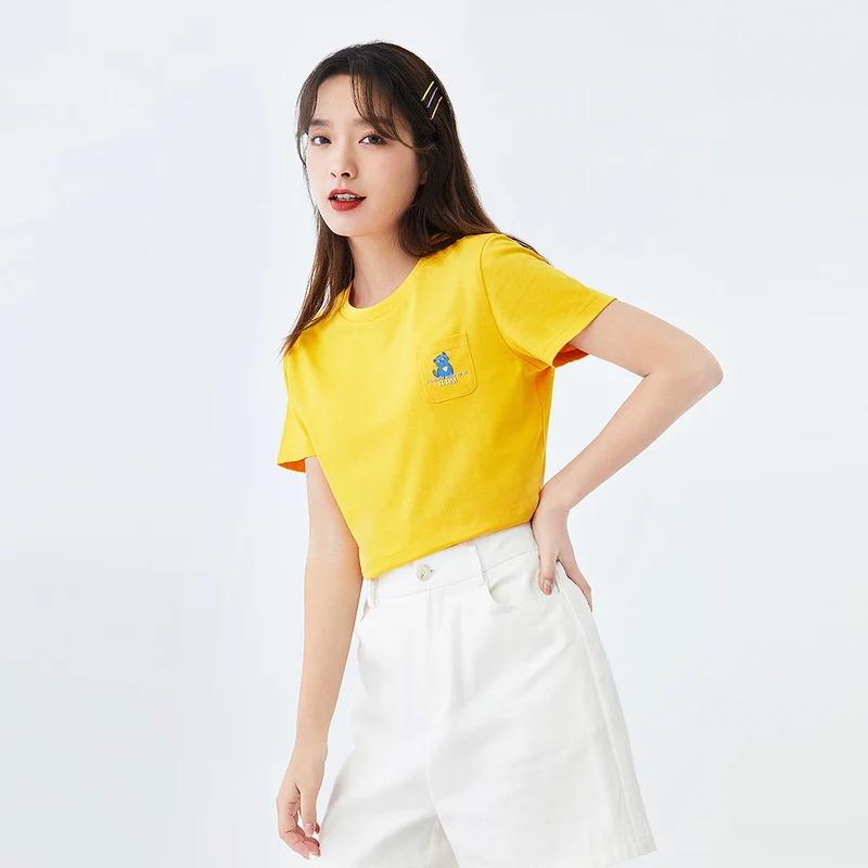 

INMAN Summer T-Shirt Women Causal Style Short Sleeve Round Collar Cute Interesting Cat Print Pattern Lady Tees